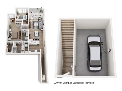 Floor plan for 2 beds, 2 baths, 1193 sqft